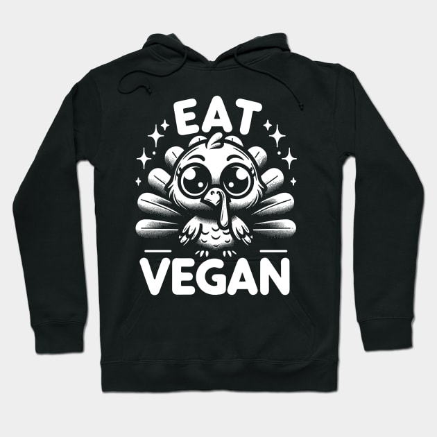 Cute Thanksgiving Turkey - Eat Vegan Hoodie by Indigo Lake